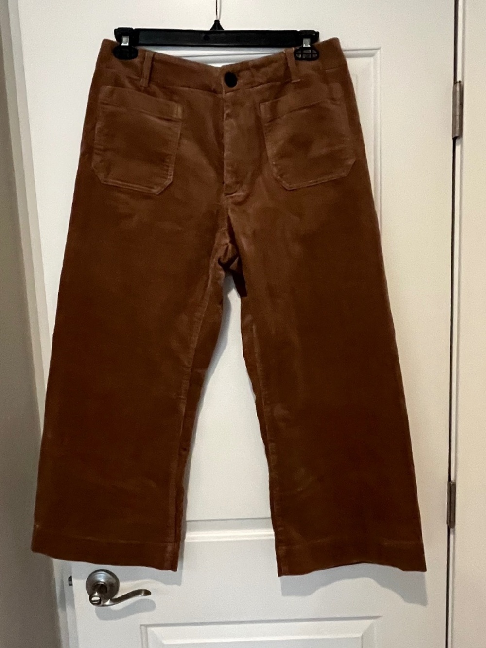 Quince NWT Organic Stretch Corduroy Cropped Wide Leg Pants Warm Brown Fall 12